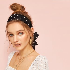 Shein - Polka dot print self tie headband