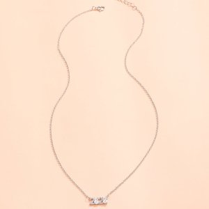 Rhinestone Engraved Number Detail Necklace