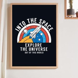 Rocket & Slogan Graphic Wall Print Without Frame