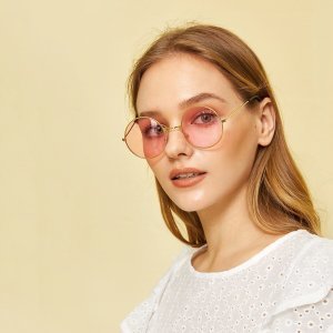 Shein - Round frame tinted sunglasses