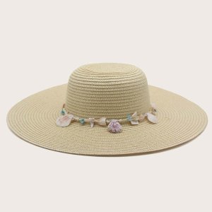Shein - Shell charm straw hat