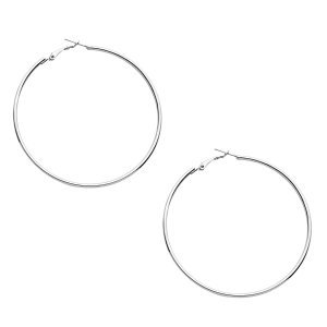 Shein - Silver plated simple hoop earrings
