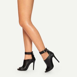 Shein - Solid ankle strap stiletto  heels