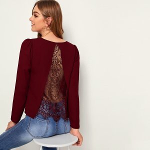 Solid Lace Back Top