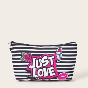 Shein - Striped & letter graphic makeup bag
