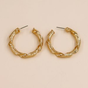 Textured Metal Round Hoop Earrings