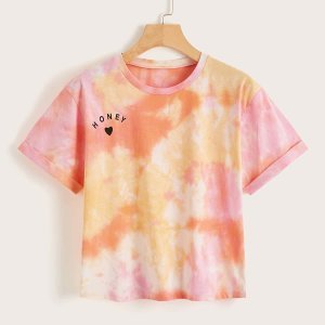 Tie Dye Letter Graphic Tee