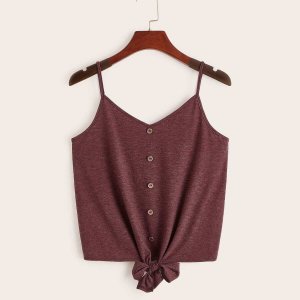 Tie-Front Buttoned Cami Top