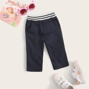 Shein - Toddler boys contrast striped elastic waist pants