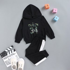Toddler Boys Letter Graphic Hoodie & Side Panel Sweatpants