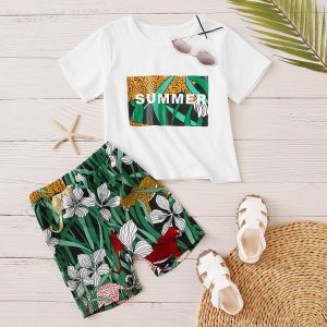 Toddler Boys Tropical And Leopard Print Tee & Shorts