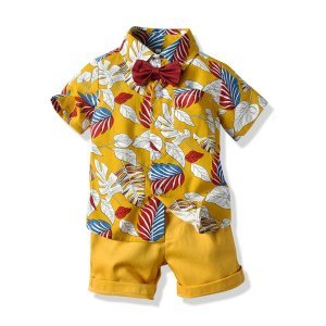 Toddler Boys Tropical Print Bow Front Shirt & Shorts