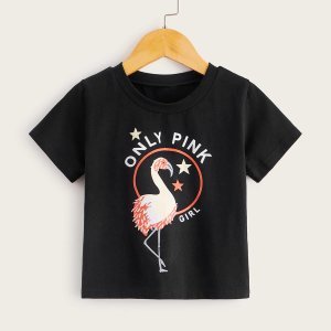 Toddler Girls Cartoon & Letter T-shirt