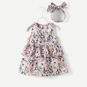 Toddler Girls Floral Print Tank Dress & Headband