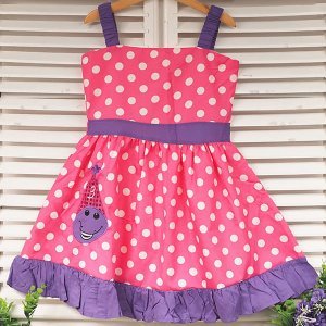 Toddler Girls Polka Dot Cartoon Embroidery Cami Dress