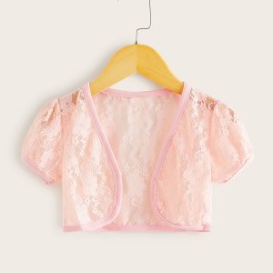 Toddler Girls Solid Open Front Lace Blouse
