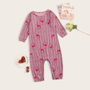 Toddler Girls Strawberry Print Jumpsuit