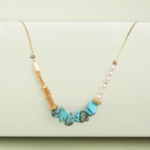 Turquoise Stone Bead Dainty Chain Necklace