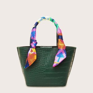 Twilly Scarf Croc Embossed Tote Bag