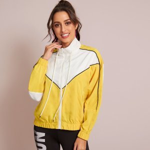 Shein - Two tone zip up windbreak jacket