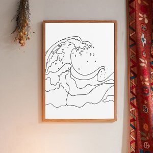 Wave Print Wall Painting Without Frame