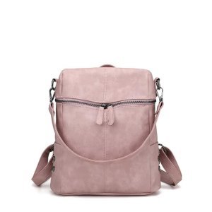 Zipper Front PU Backpack With Convertible Strap