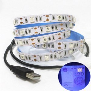 0.5-2 m 5050 SMD Chip UV Led Strip Licht 30 leds/m Niet waterdicht Ultraviolet 395-410nm DC 5 V USB Led touw Tape Lamp Kast Lamp - 50cm