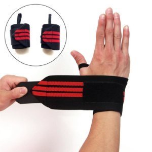 1 paar Sport Wrist Band Bracers Ondersteuning Gym Strap Carpaal Tunnel Bandage Hoge Elasticiteit Fitness Badminton Bracers 54.5 cm Zwart