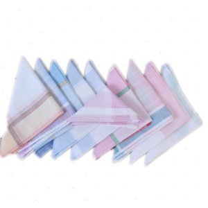 10 Stks Multicolor Vierkante Streep Dames Zakdoeken Katoen Vintage Pocket Zakdoek Plaid Zakdoek Dames Zakdoeken 29*29 cm
