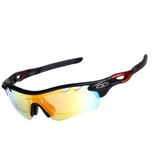 5 lens Gepolariseerde Fietsen Zonnebril Sport Fietsbrillen Heren Mountainbike Bril UV400 Fietsen Brillen Fiets Bril - Wit en rood