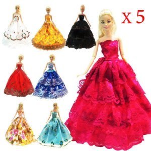 5 stksMode Handgemaakte Kleding Jurken Groeit Outfit voor Barbie Pop jurk voor meisjes Willekeurige Soorten en Kleuren schip