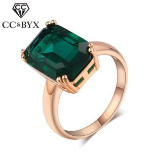 Productspro - Cc ringen voor vrouwen dames vintage ring bruids bruiloft sieraden rose goud-kleur groen stone dropanillos bijoux cc1241 - 6
