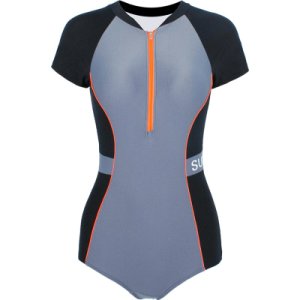Productspro - Een stuk sport concurrentie badpak vrouwen leven jassen dames korte mouwen badmode duiken surfen rits patchwork