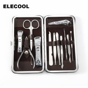 ELECOOL 12 in 1 Rvs Pedicure Manicure Set Nagelknipper Schaar Nail Care Nipper Cutter Cuticle Grooming Kit