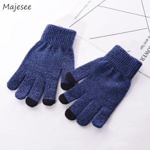 Productspro - Handschoenen mannen effen eenvoudige warme winter dikkere volledige vinger zachte trendy dagelijks outdoor touchscreen wanten heren leisure