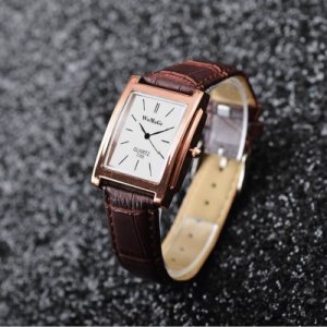 Productspro - Horloges heren vierkante rechthoek rose gold lederen band pak horloge luxe mannelijke quartz horloges montre homme