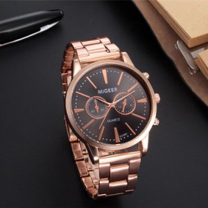 Productspro - Horloges man luxe rose gold blue dial horloge roestvrij stalen riem horloge voor relojes para hombre f4