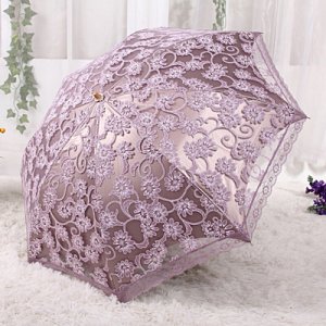 Productspro - Kant dames parasol parasol regen vrouwen black uv-bescherming winddicht waterdicht 2 vouwen meisje prinses paraplu