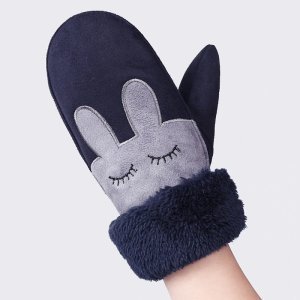 Productspro - Kinderen jongens meisjes konijnenbont twist winter handschoenen faux suede winddicht warme handschoenen kids luva deri eldiven wanten lange touw - bla