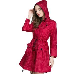 Productspro - Lange regenjas vrouwen dames regen jasvrouwen regenkleding ademend draagbare waterafstotend dames lange regenjassen - rood