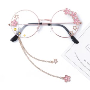 Leuke Ronde Sakura Hanger Bril Vrouwen Handgemaakte Frame Meisjes Retro Clear Optische Brillen Gothic Eyewear Glas Oculos De Gafas