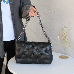 Luxe Zwarte Tas Pu Lederen Schoudertassen Voor Vrouwen Chain Top-Handvat Tas Vrouwen Blauw Mode trending Handtassen