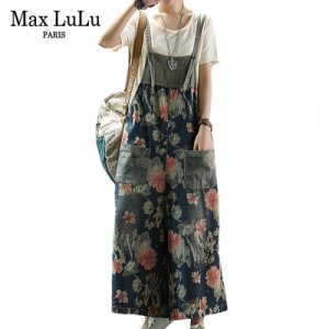 Productspro - Max lulu koreaanse lente broek dames gedrukt vintage overalls womens punk stijl jeans vrouwelijke oversized broek