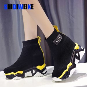 Mesh Wedge Schoenen Vrouw Platform Sneakers Dames Solid Lente Herfst Slip Op Casual Schoenen Voor Vrouwen Ronde Neus Vrouwelijke schoenen