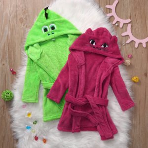 Productspro - Pasgeboren baby pyjama baby uitzet jongens meisjes cartoon gele eend stijl flanel badjassen hoodie nachtkleding schoeisel outfits 2 stuks