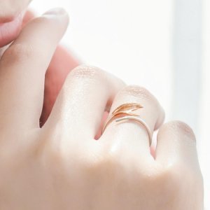 Productspro - Thaya echt s925 zilver goud-kleur schoonheid fishtail vinger ringen handgemaakte wave ringen voor vrouwen engagement dames sieraden - golf
