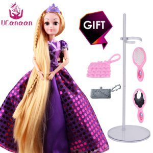 UCanaan 30 cm Zoete Prinses Poppen Rapunzel Speelgoed Voor Meisjes Joint Bewegende Body Beauty Dikke Volledige Lange Blonde Haar Pop voor Kinderen