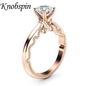 Productspro - Unieke creatieve ontwerp dames zirkoon vinger ringen mode eenvoudige rose goud kleur wedding band ringen sieraden voor vrouwen maat 6-10 - 8