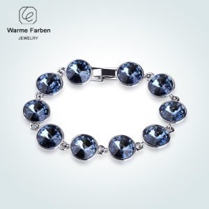 WARME FARBEN Crystal van Swarovski Armband voor Vrouwen Luxe Blue Ronde Crystal Stone Bangle & Armband Sieraden Verjaardagscadeau