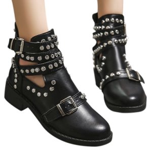 Xiniu Boot Vrouwen Mode Klinknagel Gesp Enkellaarsjes Voor Vrouwen Boot Student Casual Schoenen Vrouwen Grote Size Enkele schoenen